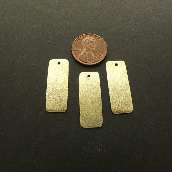 Brushed Gold Finish Small Pendants, Rectangle 26x10mm with Hole at the Top, Sets of 3