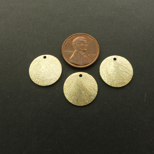 Brushed Gold Finish Medium Small Pendants, 16mm Diameter, Sold in Sets of 3