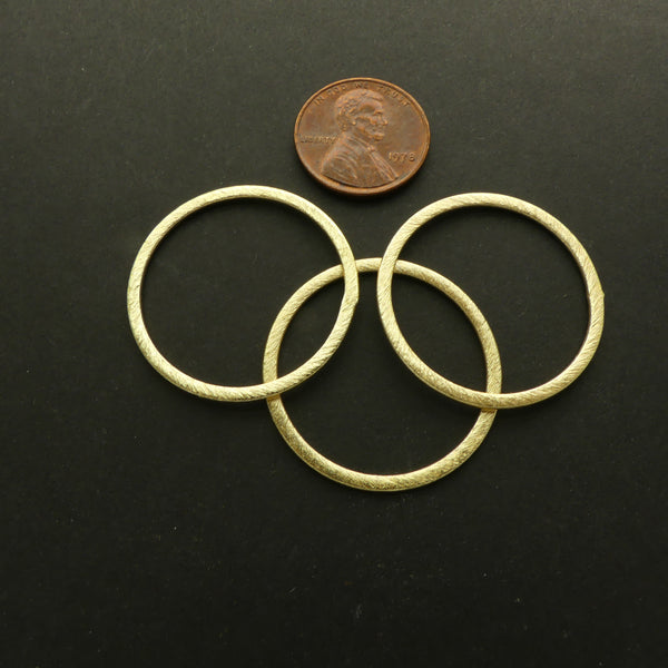 Brushed Gold Finish Links, Round 30mm Diameter, Sold in Sets of 3