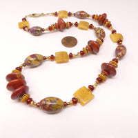 Wonders of Nature Necklace in Warm Red Creek Jasper, Yellow and Red Jasper, 23 inches