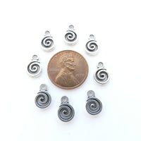 White Metal, Cast Mini Spiral Charm, 12mm including Loop