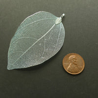 Metal Leaves, Light as a Feather Silvery Light Blue/Green Plated, 1.5x3 inches. Sold Individually