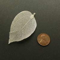 Metal Leaves, Light as a Feather Bright Silver Plated, 1x2.5 inches, Sold Individually