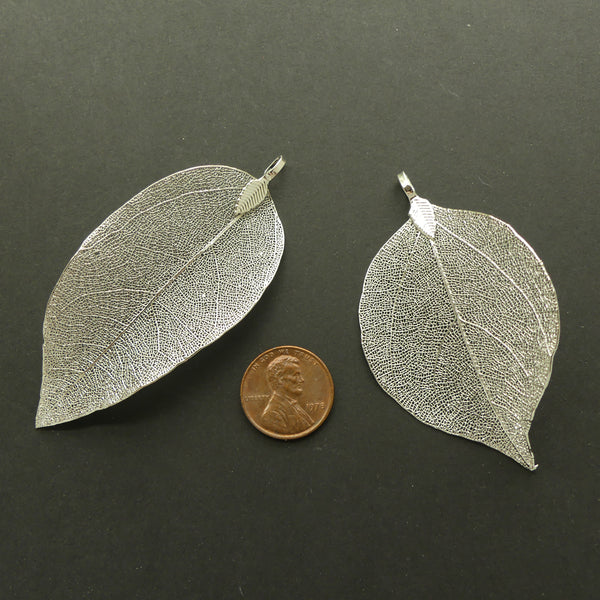 Metal Leaves, Light as a Feather Antique Silver Plated, 1.5x2.5 inches, Sold Individually