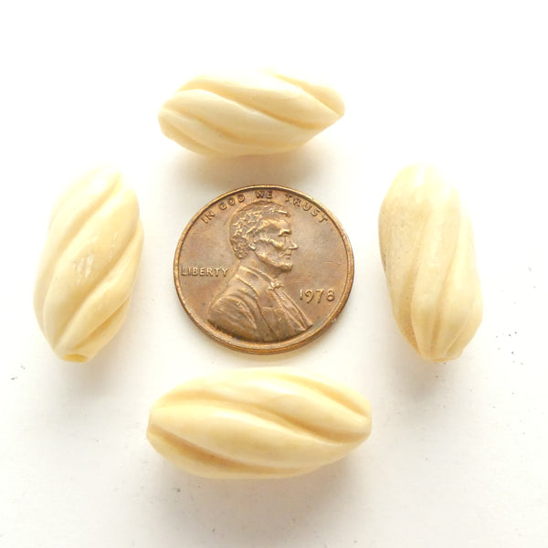 Bone, Oxbone Spiral Beads, 20x9mm, Sold by Sets of 4