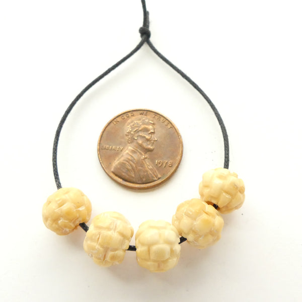 Bone, Berry Beads 8x9mm, Sold by the Set of 5 Beads