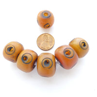 Berber Amber, Dark Amber Color with "Eye" Designs and 3-Way Holes, Oblates 29x34mm