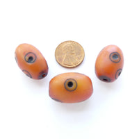 Berber Amber, Ovals with Black "Eye" Designs, 23x15mm, Sold by the Set of 3