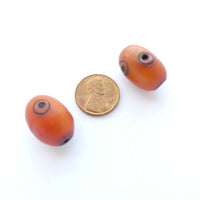 Berber Amber Ovals with Black "Eye" Designs 20x15mm, Set of 2