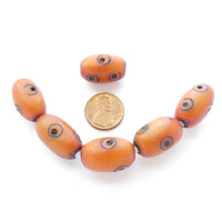 Berber Amber, Ovals with Black "Eye" Design, 22x13mm, Sold by the Set of 6