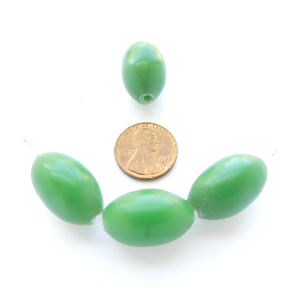 Resin, Vintage Green Oval Beads, 22x15mm, Sold by the