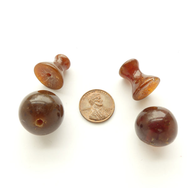 Chinese Vintage "Amber" Guru Bead Sets from Giant Malas, Sold by Set of 2