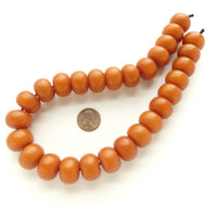 African Amber, Faux Amber, Dark Amber Oblates, 9x20mm on Strand of 28 Beads