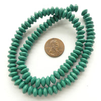 Wood Rondelles Teal, 4x8mm on 16-inch Strands