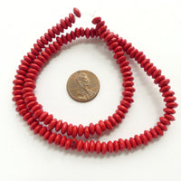 Wood Rondelles Red, 3x6mm on 16-inch Strands