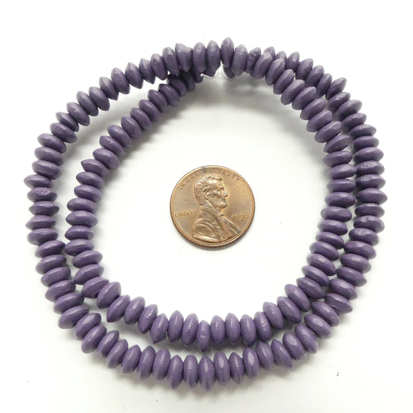 Wood Rondelles Purple, 3x6mm on 16-inch Strands