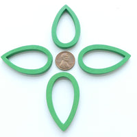 Wood Shapes, Teardrop Green 50mm, Sold by Sets of 4