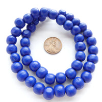 Wood Round Blue, 10mm on 16-inch Strands