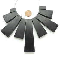 Black Wood Collar of Trapezoidal Shapes, Largest 3.25 inches Long