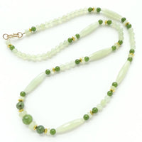 New Jade Faceted Long Beads with 6mm Round Dark Nephrite and New Jade, 27.5 inches