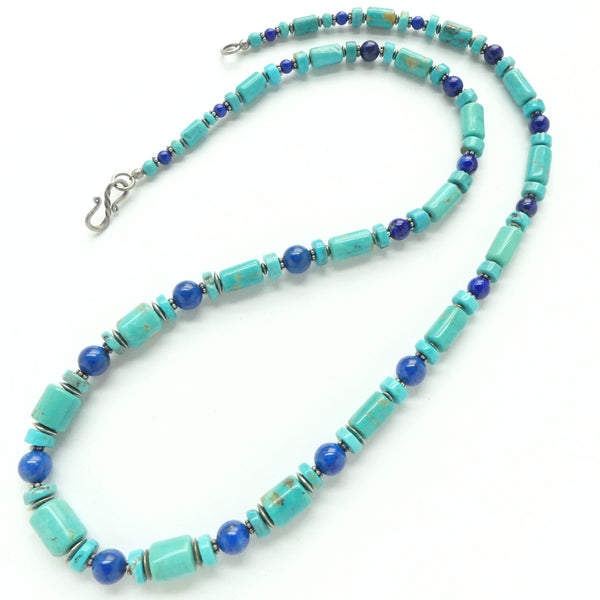 Turquoise and Lapis, Simply Elegant Graduate Sizes 10-4mm, 25 inches long