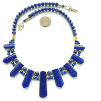 Lapis Collar of Small Points and Round Beads, 4-6mm,  17 inches long