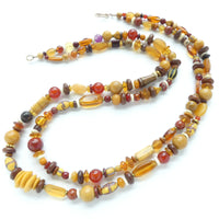 Amber Colors "Bead Soup" Double Strand Necklace, 26 inches long