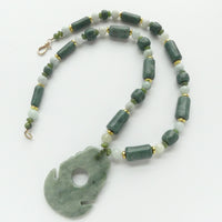 Jadite, Guatemalan & Burmese with Axe Blade Pendant (2.25") Necklace 23 inches long