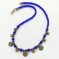 Mini Spiral Pendants with Matte Cobalt Blue Seed Beads & Czech Glass, 16 inches long