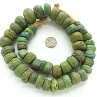 Hebron, aka Kano Beads, Green & Blue Green, Strand of 49 Beads