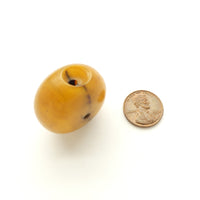 Antique African Amber Bead with Two-Way Perforations, 20x31mm