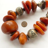 African Amber, Berber Strand 17 Inches Long with 21 Amber and Silver Beads