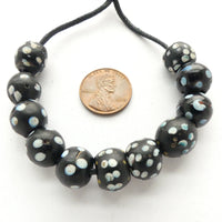 Skunk (Eye) Beads, Black & White, Set of 11, 13mm Diameter