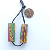 Millefiori Antique African Trade Beads, Murine Applied Two Ways, Set of 2