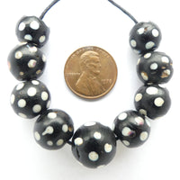 Skunk (Eye) Beads, Black & White, Set of 9 Beads