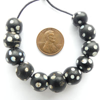 Skunk (Eye) Beads, Black and White, Set of 9