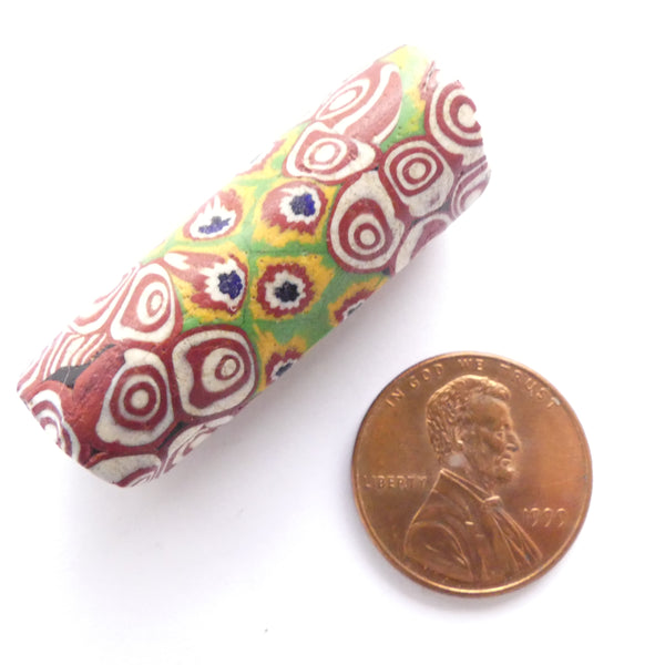 Millefiori African Trade Beads, Large with Two Patterns, 35x12mm