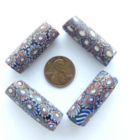 Millefiori Antique Venetian Trade Beads, Set of 4 with Chevron Murine