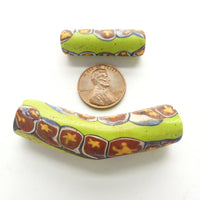 Millefiori, Antique Venetian Trade Beads, Pair with Star Murrine