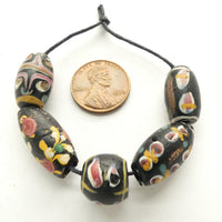 Fancy Antique Venetian Lampwork Beads, Collector/Designer Set of 5