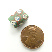 Green Antique Venetian Lampwork, Tabular Face Bead 15x12x6mm