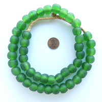 Krobo Recycled Glass Round Beads, Green 14mm