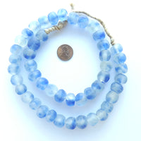 Krobo Recycled Glass Round Beads, Blue/Clear Mix 14mm