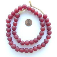 Krobo Recycled Glass Round Beads, Red 12mm