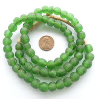 Krobo Recycled Glass Round Beads, Green 10mm