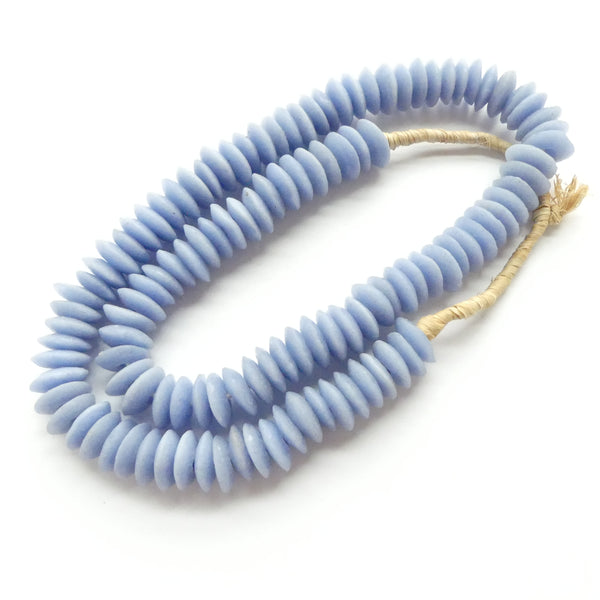 Powder Glass Rondelles, Cornflower Blue, 21" Strand