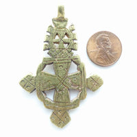 Brass, Ethiopian Coptic Cross, Medium