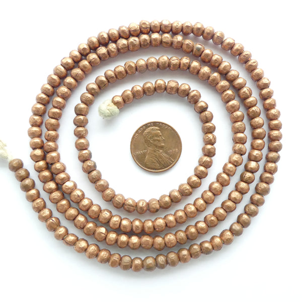 Copper, Small Round Ethiopian Beads, 4x5mm