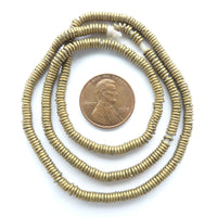 Brass,Heishi,  Strands of Small 3mm Size on 16-inch Strands