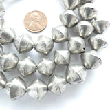 Silver (White Metal) Strands of Hollow Mali Pointed Bicone Bead, 12x15mm